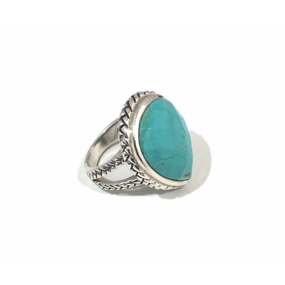 Barse Sterling Silver Large Faceted Turquoise Tear Drop Ring, Size 6.75 - Picture 9 of 12